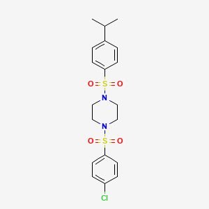 molecular formula C19H23ClN2O4S2 B10980497 1-[(4-Chlorophenyl)sulfonyl]-4-{[4-(propan-2-yl)phenyl]sulfonyl}piperazine 