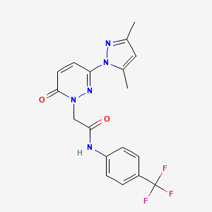 molecular formula C18H16F3N5O2 B10980559 2-(3-(3,5-dimethyl-1H-pyrazol-1-yl)-6-oxopyridazin-1(6H)-yl)-N-(4-(trifluoromethyl)phenyl)acetamide 