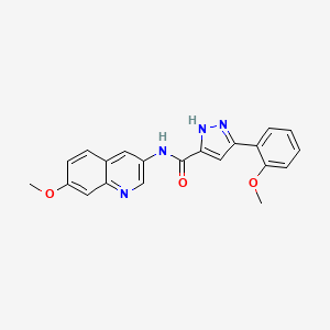 molecular formula C21H18N4O3 B10980588 5-(2-methoxyphenyl)-N-(7-methoxyquinolin-3-yl)-1H-pyrazole-3-carboxamide 