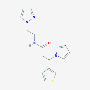 molecular formula C16H18N4OS B10980651 N-[2-(1H-pyrazol-1-yl)ethyl]-3-(1H-pyrrol-1-yl)-3-(thiophen-3-yl)propanamide 