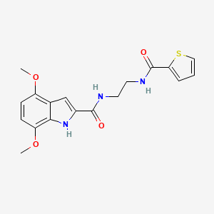 molecular formula C18H19N3O4S B10980657 4,7-dimethoxy-N-{2-[(thiophen-2-ylcarbonyl)amino]ethyl}-1H-indole-2-carboxamide 