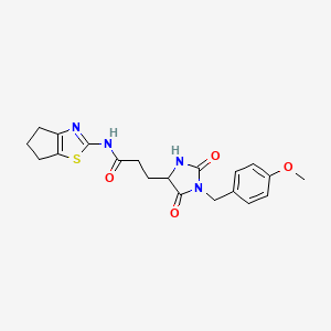 molecular formula C20H22N4O4S B10980683 N-(5,6-dihydro-4H-cyclopenta[d][1,3]thiazol-2-yl)-3-[1-(4-methoxybenzyl)-2,5-dioxoimidazolidin-4-yl]propanamide 