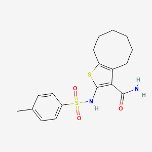 molecular formula C18H22N2O3S2 B10980708 2-{[(4-Methylphenyl)sulfonyl]amino}-4,5,6,7,8,9-hexahydrocycloocta[b]thiophene-3-carboxamide 