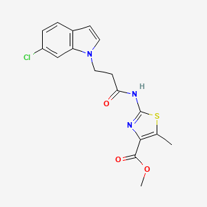 methyl (2Z)-2-{[3-(6-chloro-1H-indol-1-yl)propanoyl]imino}-5-methyl-2,3-dihydro-1,3-thiazole-4-carboxylate