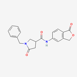 molecular formula C20H18N2O4 B10980759 1-benzyl-5-oxo-N-(1-oxo-1,3-dihydro-2-benzofuran-5-yl)pyrrolidine-3-carboxamide 