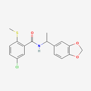 molecular formula C17H16ClNO3S B10980768 N-[1-(1,3-benzodioxol-5-yl)ethyl]-5-chloro-2-(methylsulfanyl)benzamide 