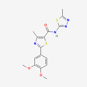 molecular formula C16H16N4O3S2 B10980785 2-(3,4-dimethoxyphenyl)-4-methyl-N-[(2E)-5-methyl-1,3,4-thiadiazol-2(3H)-ylidene]-1,3-thiazole-5-carboxamide 