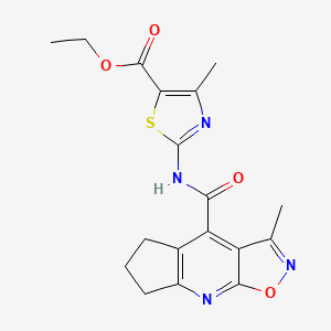 ethyl 4-methyl-2-(3-methyl-6,7-dihydro-5H-cyclopenta[b]isoxazolo[4,5-e]pyridine-4-carboxamido)thiazole-5-carboxylate