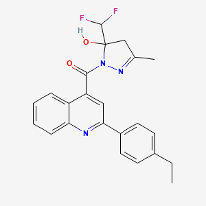 molecular formula C23H21F2N3O2 B10981002 [5-(difluoromethyl)-5-hydroxy-3-methyl-4,5-dihydro-1H-pyrazol-1-yl][2-(4-ethylphenyl)quinolin-4-yl]methanone 