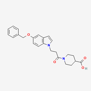 molecular formula C24H26N2O4 B10981010 1-{3-[5-(benzyloxy)-1H-indol-1-yl]propanoyl}piperidine-4-carboxylic acid 