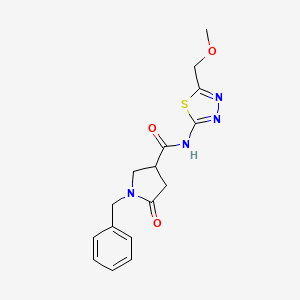 molecular formula C16H18N4O3S B10981041 1-benzyl-N-[(2E)-5-(methoxymethyl)-1,3,4-thiadiazol-2(3H)-ylidene]-5-oxopyrrolidine-3-carboxamide 