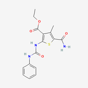 Ethyl 5-carbamoyl-4-methyl-2-[(phenylcarbamoyl)amino]thiophene-3-carboxylate