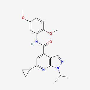 molecular formula C21H24N4O3 B10981105 6-cyclopropyl-N-(2,5-dimethoxyphenyl)-1-(propan-2-yl)-1H-pyrazolo[3,4-b]pyridine-4-carboxamide 