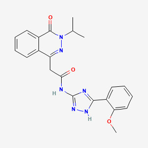 molecular formula C22H22N6O3 B10981140 N-[3-(2-methoxyphenyl)-1H-1,2,4-triazol-5-yl]-2-[4-oxo-3-(propan-2-yl)-3,4-dihydrophthalazin-1-yl]acetamide 