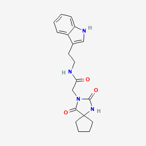 molecular formula C19H22N4O3 B10981184 2-{2,4-dioxo-1,3-diazaspiro[4.4]nonan-3-yl}-N-[2-(1H-indol-3-yl)ethyl]acetamide 