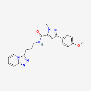 molecular formula C21H22N6O2 B10981247 3-(4-methoxyphenyl)-1-methyl-N-[3-([1,2,4]triazolo[4,3-a]pyridin-3-yl)propyl]-1H-pyrazole-5-carboxamide 