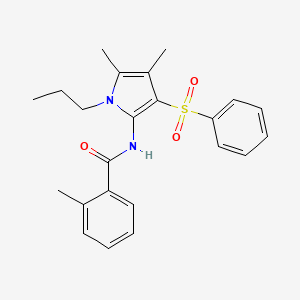 molecular formula C23H26N2O3S B10981256 N-[4,5-dimethyl-3-(phenylsulfonyl)-1-propyl-1H-pyrrol-2-yl]-2-methylbenzamide 