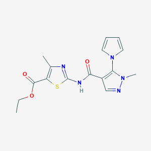 ethyl 4-methyl-2-({[1-methyl-5-(1H-pyrrol-1-yl)-1H-pyrazol-4-yl]carbonyl}amino)-1,3-thiazole-5-carboxylate