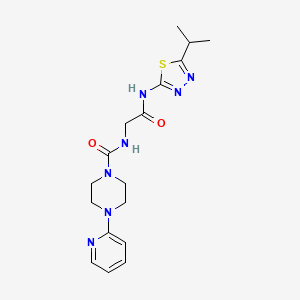 molecular formula C17H23N7O2S B10981327 N-(2-oxo-2-{[(2Z)-5-(propan-2-yl)-1,3,4-thiadiazol-2(3H)-ylidene]amino}ethyl)-4-(pyridin-2-yl)piperazine-1-carboxamide 