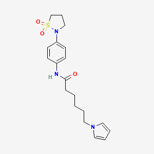 molecular formula C19H25N3O3S B10981340 N-[4-(1,1-Dioxido-2-isothiazolidinyl)phenyl]-6-(1H-pyrrol-1-YL)hexanamide 