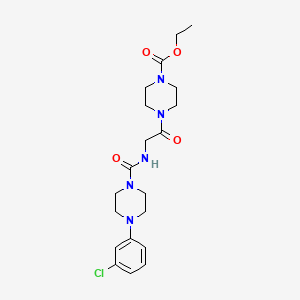 molecular formula C20H28ClN5O4 B10981361 ethyl 4-(N-{[4-(3-chlorophenyl)piperazin-1-yl]carbonyl}glycyl)piperazine-1-carboxylate 