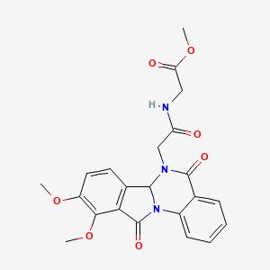 molecular formula C22H21N3O7 B10981437 methyl N-[(9,10-dimethoxy-5,11-dioxo-6a,11-dihydroisoindolo[2,1-a]quinazolin-6(5H)-yl)acetyl]glycinate 