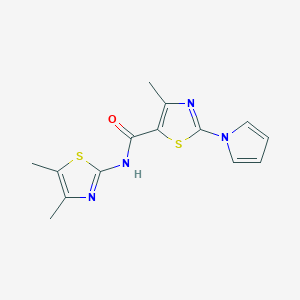 molecular formula C14H14N4OS2 B10981471 N-(4,5-dimethyl-1,3-thiazol-2-yl)-4-methyl-2-(1H-pyrrol-1-yl)-1,3-thiazole-5-carboxamide 