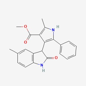 molecular formula C22H20N2O3 B10981498 methyl 2-methyl-4-(5-methyl-2-oxo-2,3-dihydro-1H-indol-3-yl)-5-phenyl-1H-pyrrole-3-carboxylate 