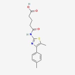 molecular formula C16H18N2O3S B10981513 5-{[5-Methyl-4-(4-methylphenyl)-1,3-thiazol-2-yl]amino}-5-oxopentanoic acid 