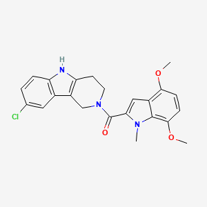 molecular formula C23H22ClN3O3 B10981530 (8-chloro-1,3,4,5-tetrahydro-2H-pyrido[4,3-b]indol-2-yl)(4,7-dimethoxy-1-methyl-1H-indol-2-yl)methanone 