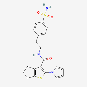 molecular formula C20H21N3O3S2 B10981590 2-(1H-pyrrol-1-yl)-N-[2-(4-sulfamoylphenyl)ethyl]-5,6-dihydro-4H-cyclopenta[b]thiophene-3-carboxamide 