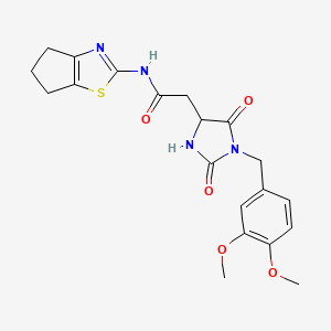 molecular formula C20H22N4O5S B10981615 N-(5,6-dihydro-4H-cyclopenta[d][1,3]thiazol-2-yl)-2-[1-(3,4-dimethoxybenzyl)-2,5-dioxoimidazolidin-4-yl]acetamide 