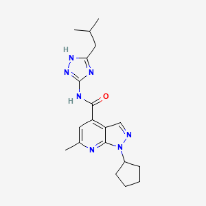 molecular formula C19H25N7O B10981621 1-cyclopentyl-6-methyl-N-[3-(2-methylpropyl)-1H-1,2,4-triazol-5-yl]-1H-pyrazolo[3,4-b]pyridine-4-carboxamide 