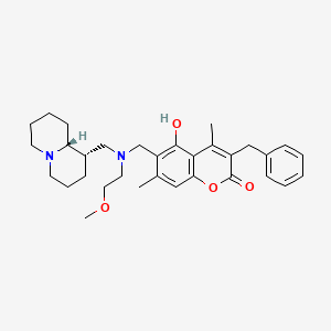 molecular formula C32H42N2O4 B10981629 3-benzyl-5-hydroxy-6-({(2-methoxyethyl)[(1S,9aR)-octahydro-2H-quinolizin-1-ylmethyl]amino}methyl)-4,7-dimethyl-2H-chromen-2-one 