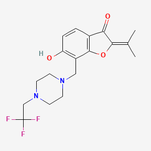 molecular formula C18H21F3N2O3 B10981650 6-hydroxy-2-(propan-2-ylidene)-7-{[4-(2,2,2-trifluoroethyl)piperazin-1-yl]methyl}-1-benzofuran-3(2H)-one 