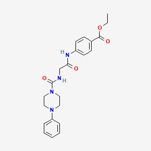 molecular formula C22H26N4O4 B10981678 ethyl 4-({N-[(4-phenylpiperazin-1-yl)carbonyl]glycyl}amino)benzoate 