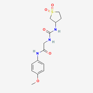 molecular formula C14H19N3O5S B10981797 N~2~-[(1,1-dioxidotetrahydrothiophen-3-yl)carbamoyl]-N-(4-methoxyphenyl)glycinamide 