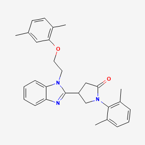 molecular formula C29H31N3O2 B10981810 4-{1-[2-(2,5-dimethylphenoxy)ethyl]-1H-benzimidazol-2-yl}-1-(2,6-dimethylphenyl)pyrrolidin-2-one 