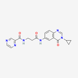 molecular formula C19H18N6O3 B10981820 N-{3-[(3-cyclopropyl-4-oxo-3,4-dihydroquinazolin-6-yl)amino]-3-oxopropyl}pyrazine-2-carboxamide 