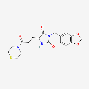 3-(1,3-benzodioxol-5-ylmethyl)-2-hydroxy-5-[3-oxo-3-(thiomorpholin-4-yl)propyl]-3,5-dihydro-4H-imidazol-4-one