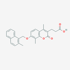 molecular formula C26H24O5 B10981844 3-{4,8-dimethyl-7-[(2-methylnaphthalen-1-yl)methoxy]-2-oxo-2H-chromen-3-yl}propanoic acid 