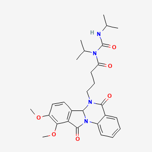 molecular formula C28H34N4O6 B10981920 4-(9,10-dimethoxy-5,11-dioxo-6a,11-dihydroisoindolo[2,1-a]quinazolin-6(5H)-yl)-N-(propan-2-yl)-N-(propan-2-ylcarbamoyl)butanamide 