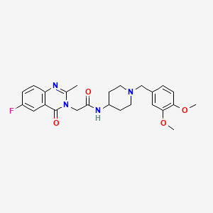 molecular formula C25H29FN4O4 B10981957 N-[1-(3,4-dimethoxybenzyl)piperidin-4-yl]-2-(6-fluoro-2-methyl-4-oxoquinazolin-3(4H)-yl)acetamide 