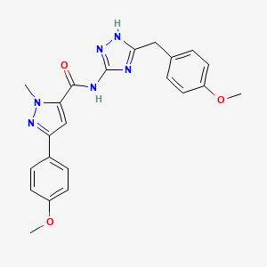 molecular formula C22H22N6O3 B10982012 N-[3-(4-methoxybenzyl)-1H-1,2,4-triazol-5-yl]-3-(4-methoxyphenyl)-1-methyl-1H-pyrazole-5-carboxamide 