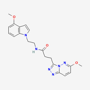 molecular formula C20H22N6O3 B10982014 N-[2-(4-methoxy-1H-indol-1-yl)ethyl]-3-(6-methoxy[1,2,4]triazolo[4,3-b]pyridazin-3-yl)propanamide 