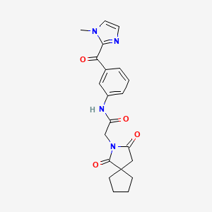 2-(1,3-dioxo-2-azaspiro[4.4]non-2-yl)-N-{3-[(1-methyl-1H-imidazol-2-yl)carbonyl]phenyl}acetamide