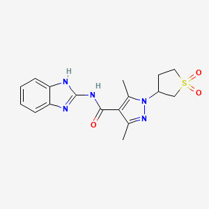 molecular formula C17H19N5O3S B10982124 N-(1H-benzimidazol-2-yl)-1-(1,1-dioxidotetrahydrothiophen-3-yl)-3,5-dimethyl-1H-pyrazole-4-carboxamide 