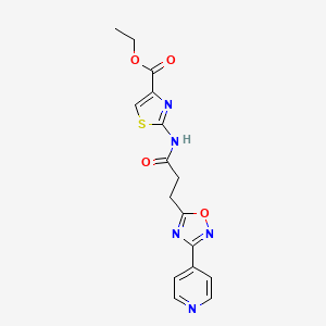 molecular formula C16H15N5O4S B10982151 Ethyl 2-({3-[3-(pyridin-4-yl)-1,2,4-oxadiazol-5-yl]propanoyl}amino)-1,3-thiazole-4-carboxylate 