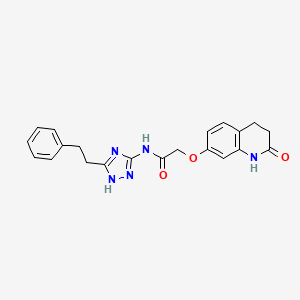 2-[(2-hydroxy-3,4-dihydroquinolin-7-yl)oxy]-N-[5-(2-phenylethyl)-1H-1,2,4-triazol-3-yl]acetamide