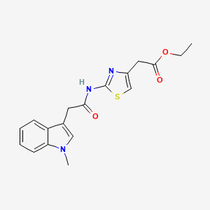 molecular formula C18H19N3O3S B10982225 ethyl 2-(2-(2-(1-methyl-1H-indol-3-yl)acetamido)thiazol-4-yl)acetate 